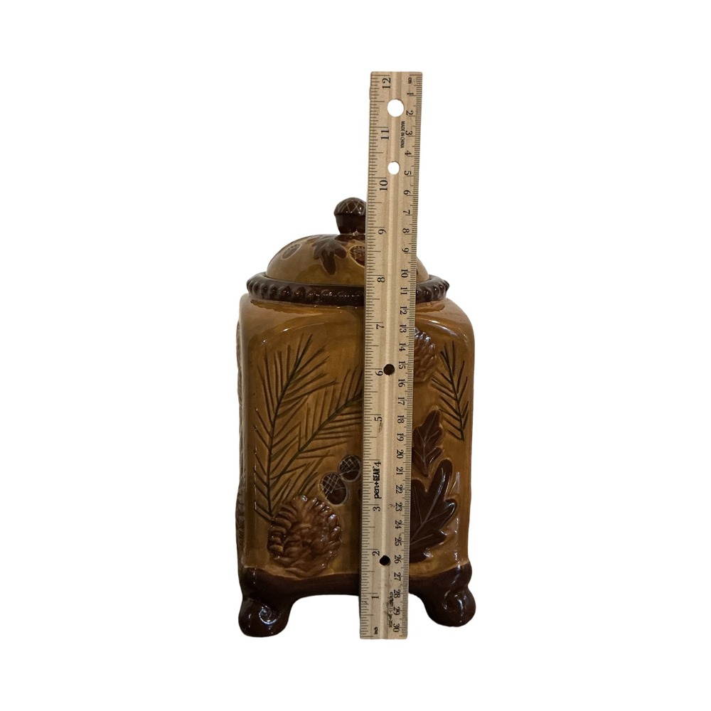 Heartfelt Kitchen Creations Ceramic Woodland Canister Pinecone Acorn Brown 9.5in - Picture 9 of 12